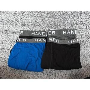 Hanes Comfort Flex Boxer Briefs Men L Lot of 4 Black Blue Stretch